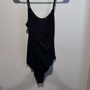Elegant Black Women's Spaghetti Strap Bodysuit